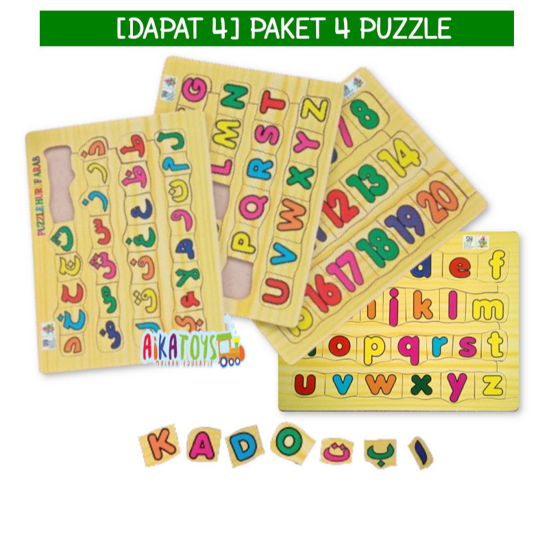 Jual Mainan Edukasi Paket 3 dan 4 Pcs Mini Puzzle Huruf Besar Hijaiyah ...