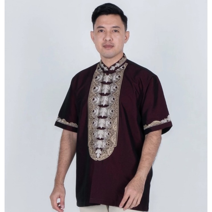 Jual SumberRejekiJeans Baju Muslim Pria Terbaru 2024 Bordir Lengan