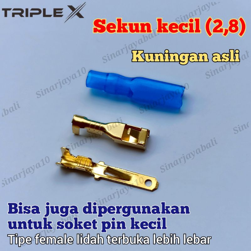 Jual skun kecil pin terminal pipih soket kabel motor mobil kuningan ...