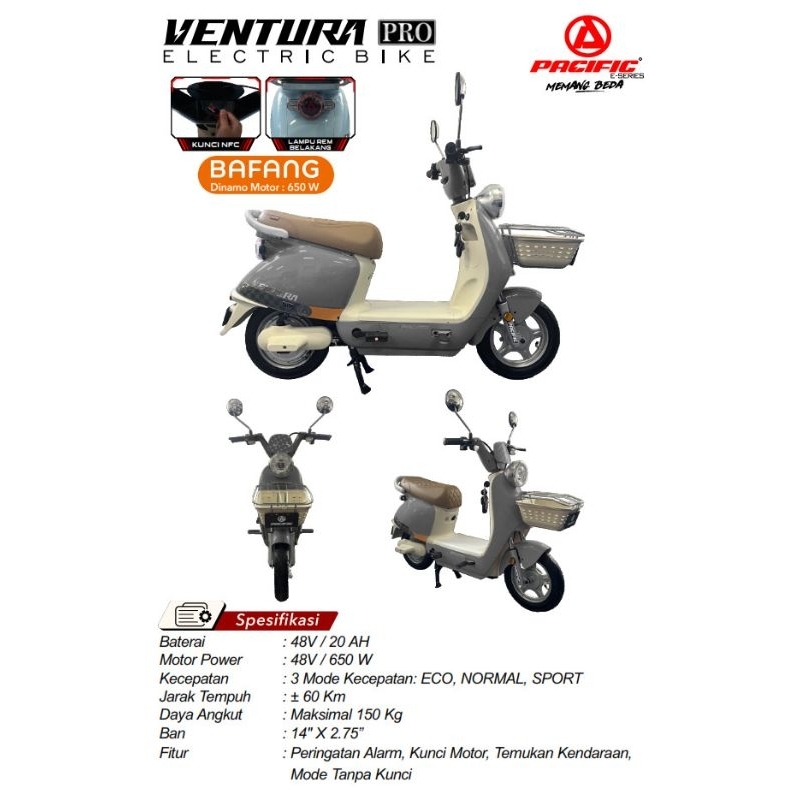 Jual SEPEDA LISTRIK PACIFIC VENTURA RS / PRO / R3 / R2 / R1 / 48V / 20 ...