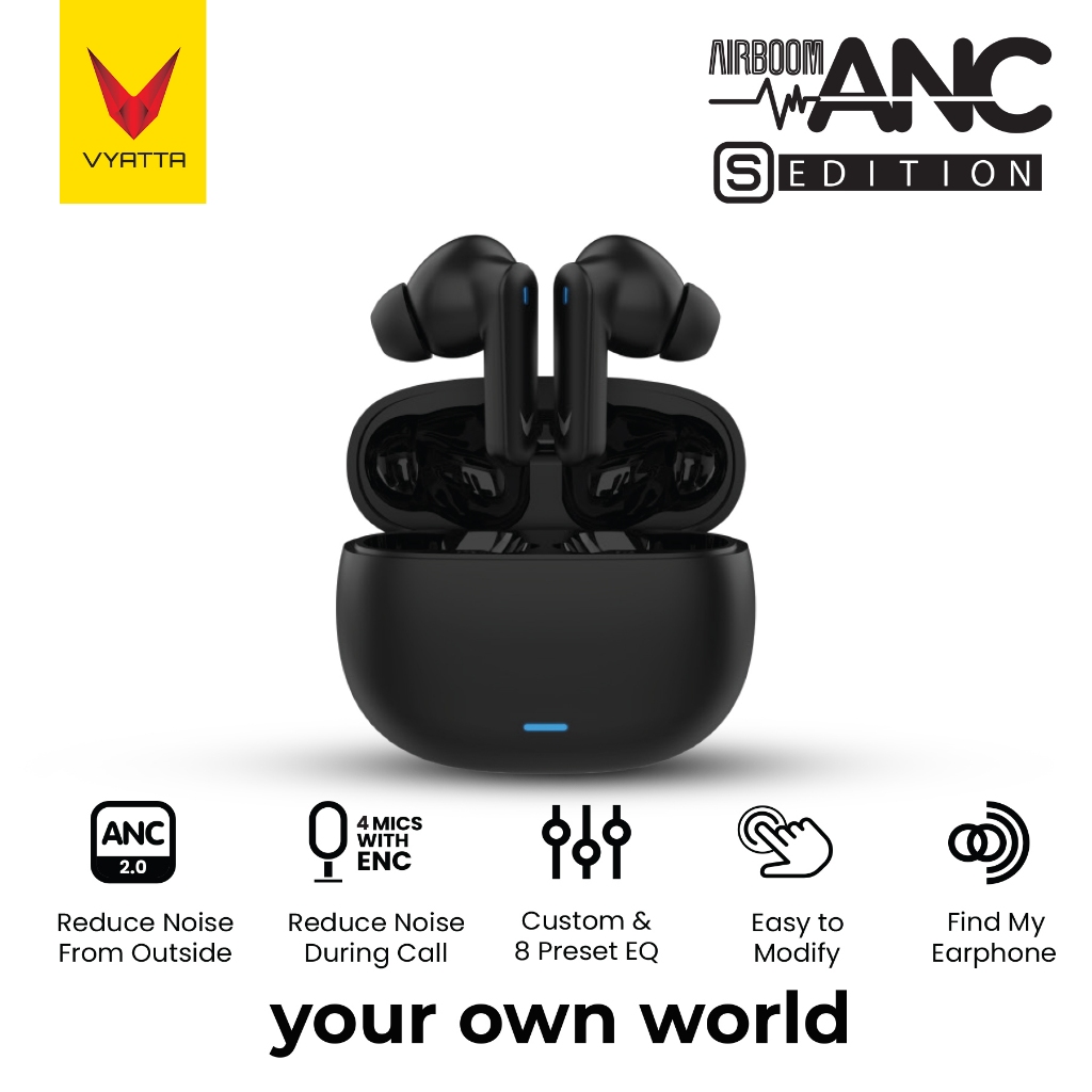 Jual VYATTA AIRBOOM ANC S TWS BLUETOOTH HEADSET EARPHONE CUSTOM EQ ...