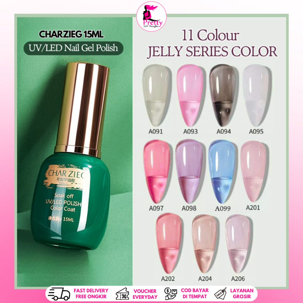 Jual Pretty Colour Kutek Gel Charzieg Ml Jelly Transparan Colour