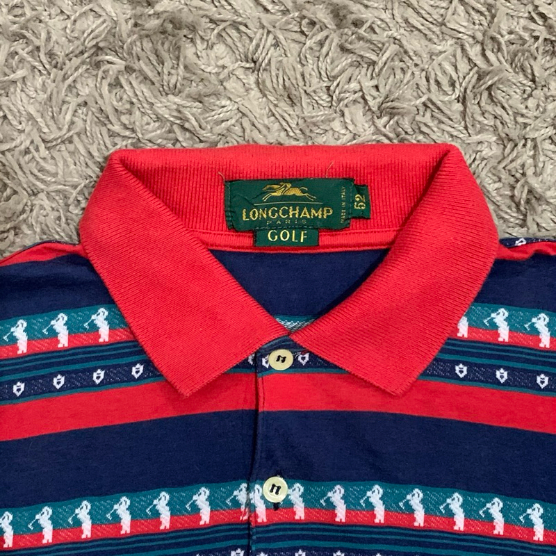 Vtg 90’ LONGCHAMP popular PARIS Striped Made In ITALY Polo Tee Shirt