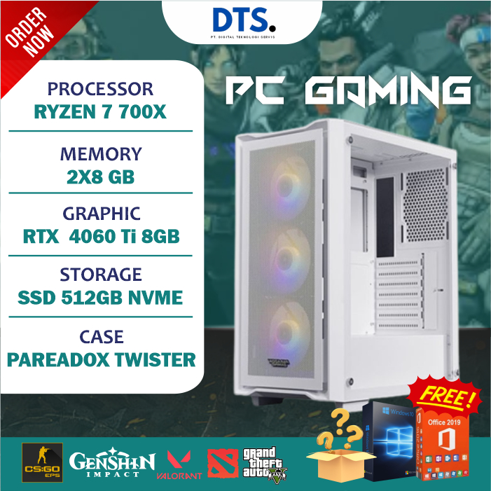 Jual PC Gaming Ryzen 7 7700X RTX 4060 Ti 8GB 16GB DDR5 512GB