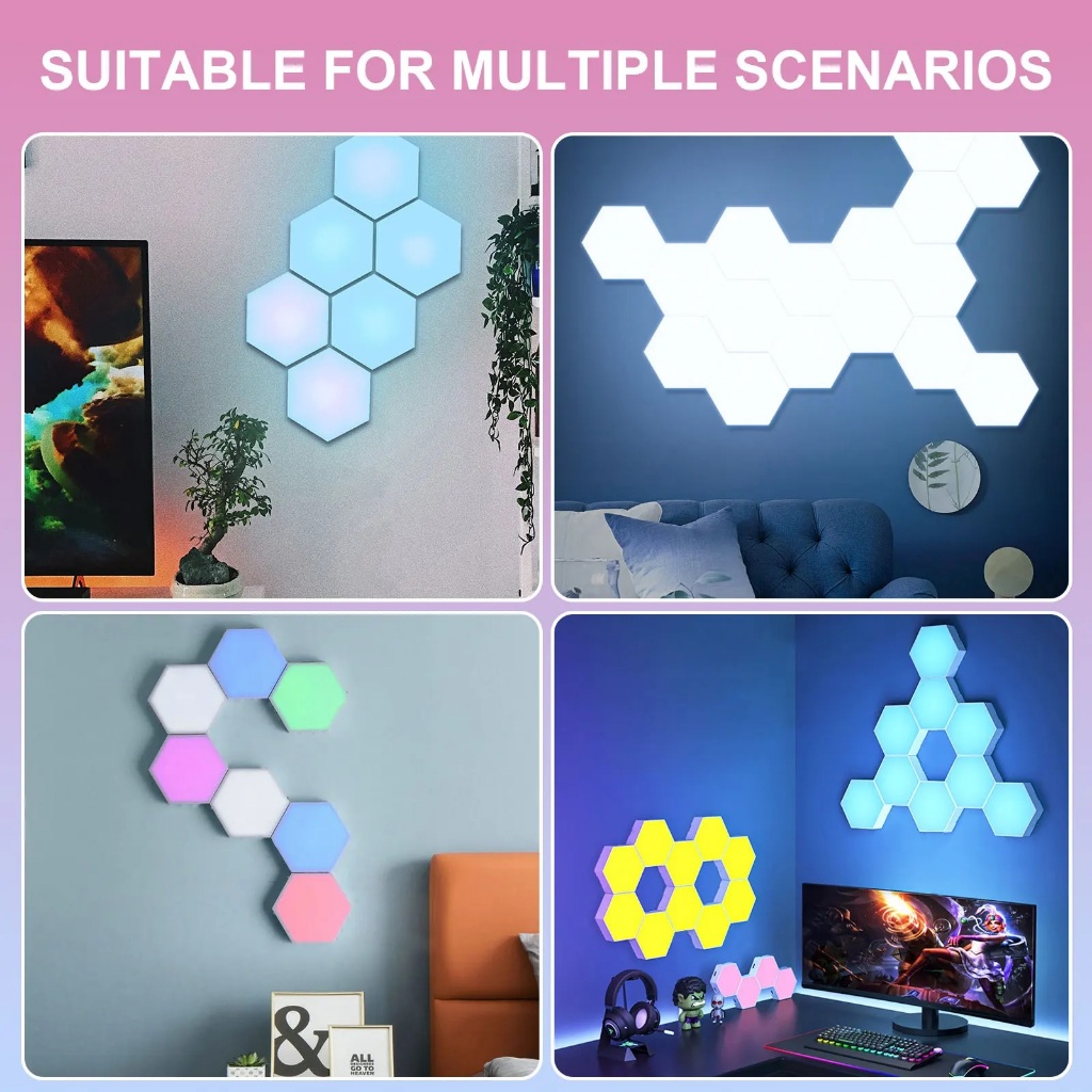 Jual Lampu Hexagon Dinding LED RGB Touch Sensor Hexagonal Modular Lamp ...