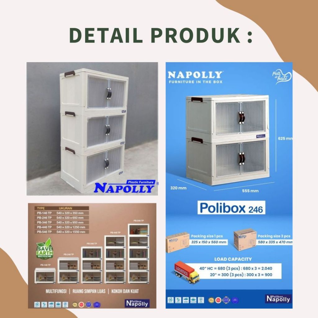 Jual LEMARI PLASTIK SUSUN 3 POLIBOX NAPOLLY TUMPUK SERBAGUNA MURAH KUAT ...