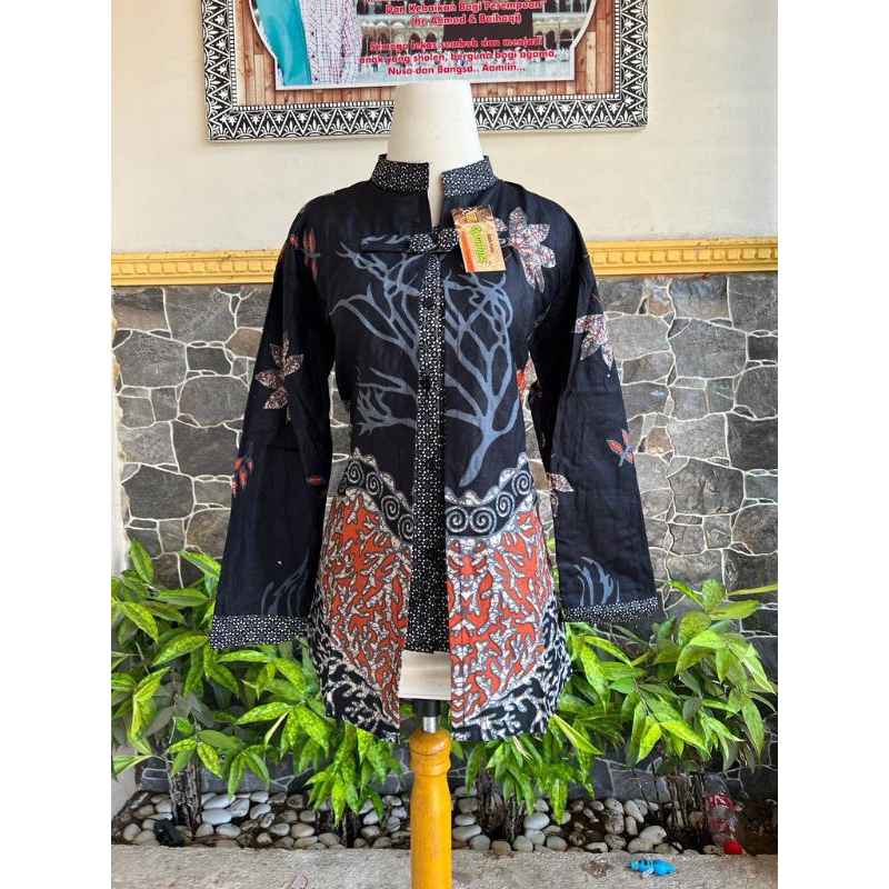 Jual Blouse batik lengan panjang berkancing/ baju kerja lengan panjang ...