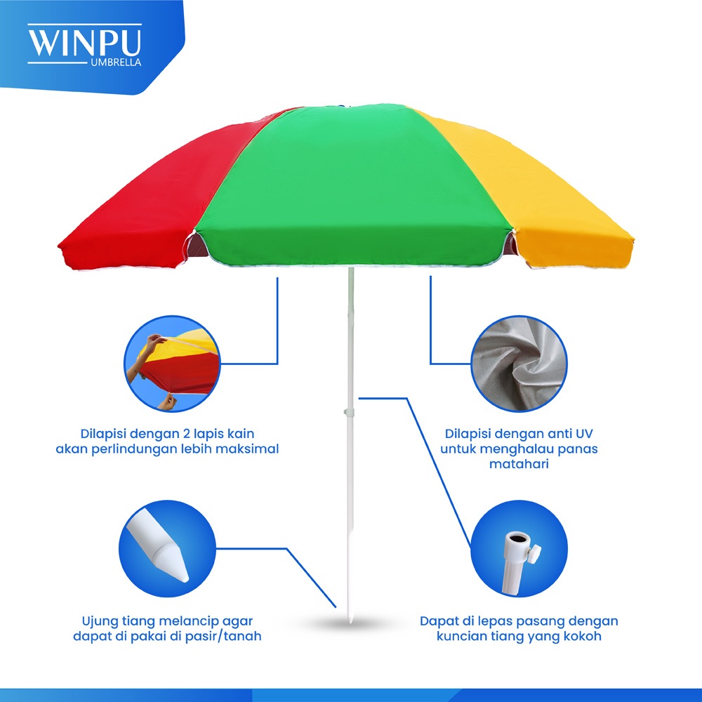 Jual WINPU Payung Tenda Jualan Besar Pelangi (180Cm-260Cm) 2 Lapis ...
