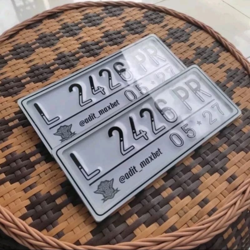 Jual plat nomor motor lapis mika akrilik variasi baut tanam putih hitam ...