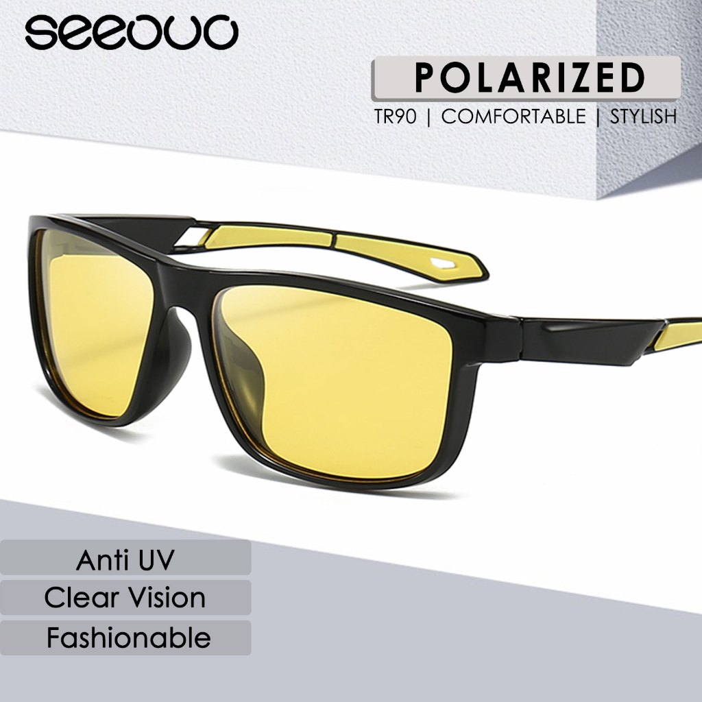 Jual Seeouo Sunglasses Polarized Anti Uv Style Kotak Night Vision Glasses Driving Anti Silau 