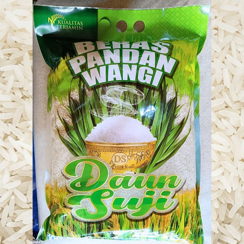 Jual Beras kemasan daun Suji pandan wangi kemasan isi bersih 5liter ...