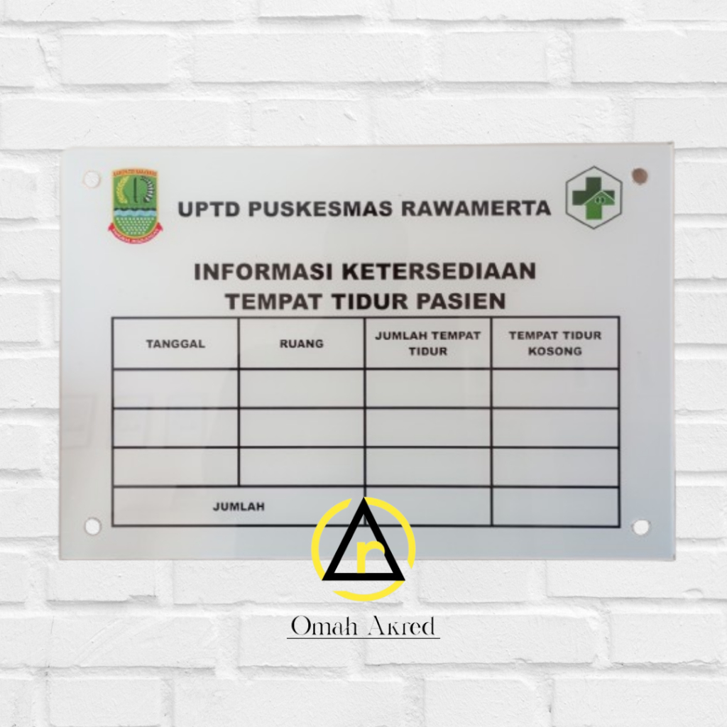 Jual Custom Akrilik Informasi Ketersediaan Tempat Tidur Informasi Tempat Tidur Pasien