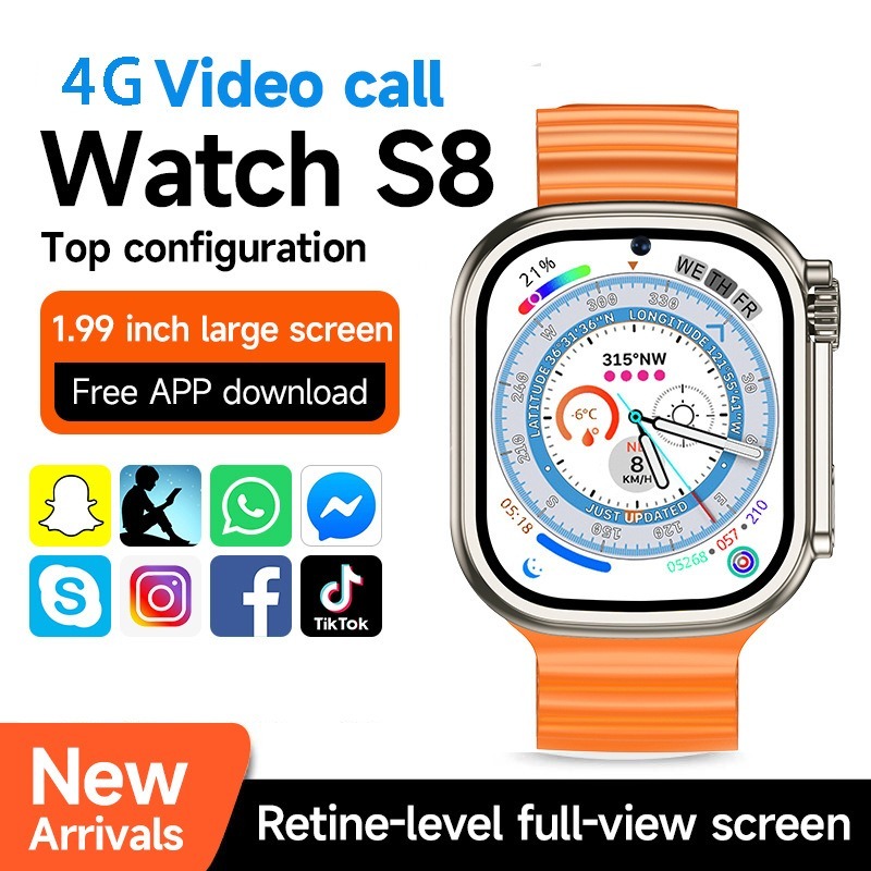 Jual Smartwatch S8 Ultra Phone Watch RAM 1GB ROM 16GB Smart 4G GPS ...