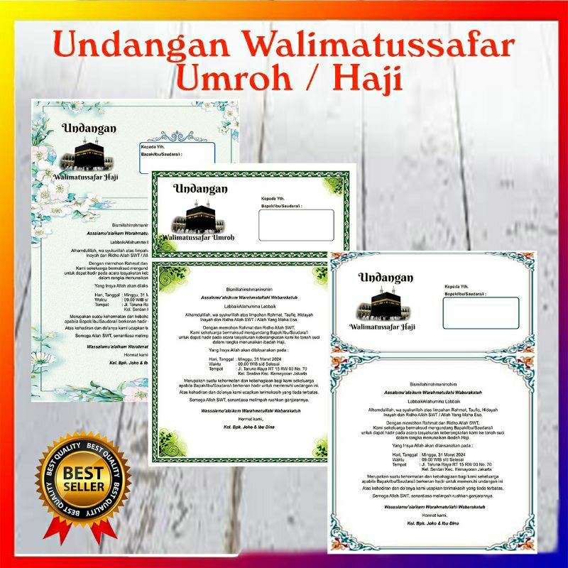 Jual Undangan Syukuran Haji, Undangan Syukuran Umroh, Walimatul Safar ...