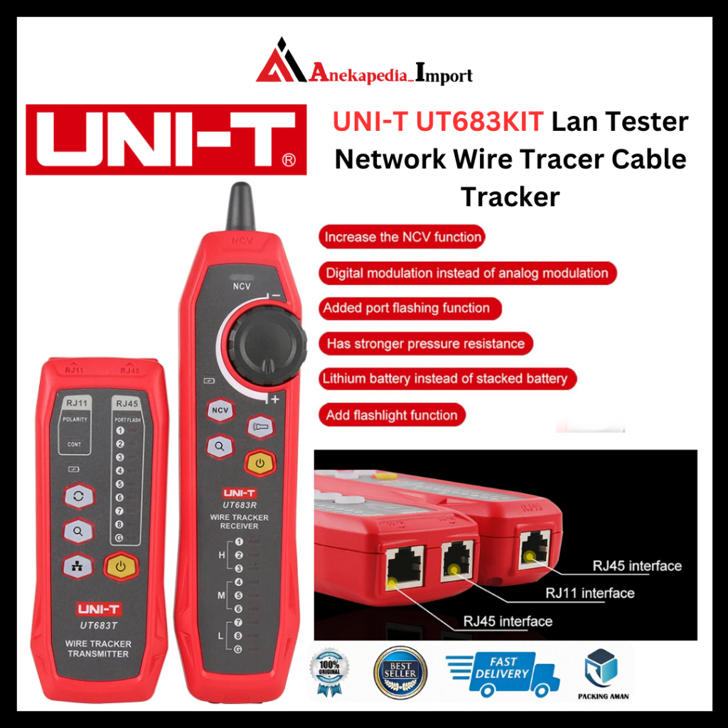 Jual UNI-T UT683KIT - Lan Tester Network Wire Tracer Cable Tracker ...