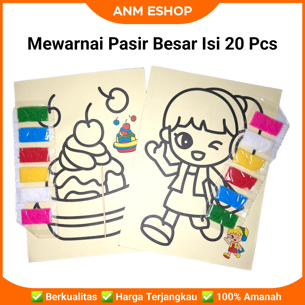 Jual Mewarnai Pasir Besar Isi 20 Pcs/Mainan Edukasi Anak Kertas ...