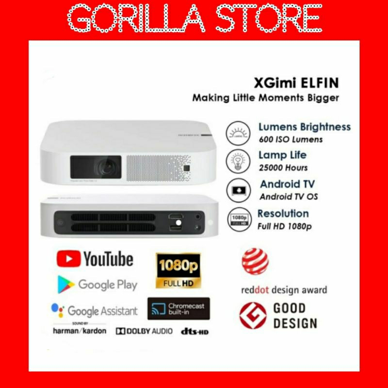 Jual Xgimi Elfin Mini Proyector Ultra Compact 1080P Portable Android TV ...