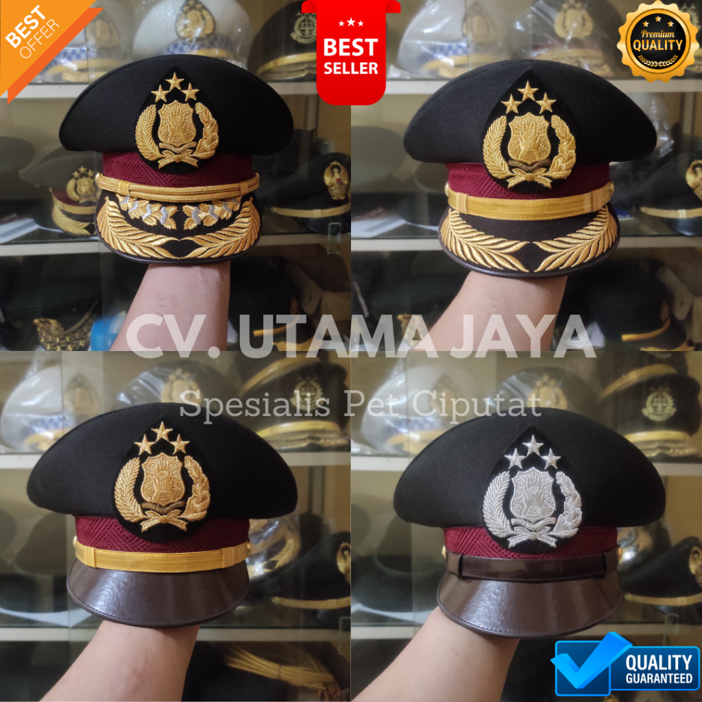 Jual Topi Pet Polisi BINTARA PAMA PAMEN PATI PERWIRA POLRI Coklat PDU ...