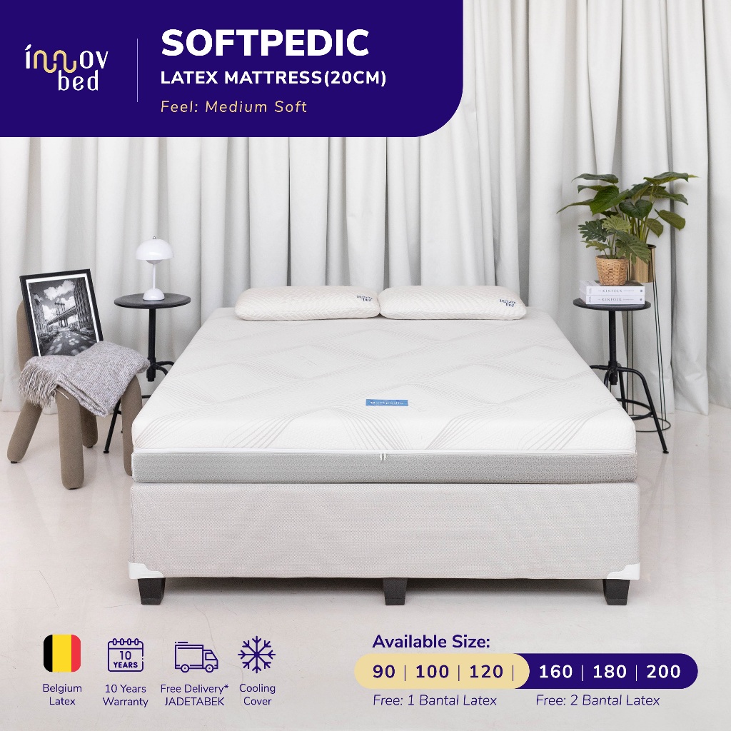 Jual Kasur Latex Cooling Innovbed Softpedic Ukuran 90x200 - 200x200 cm ...