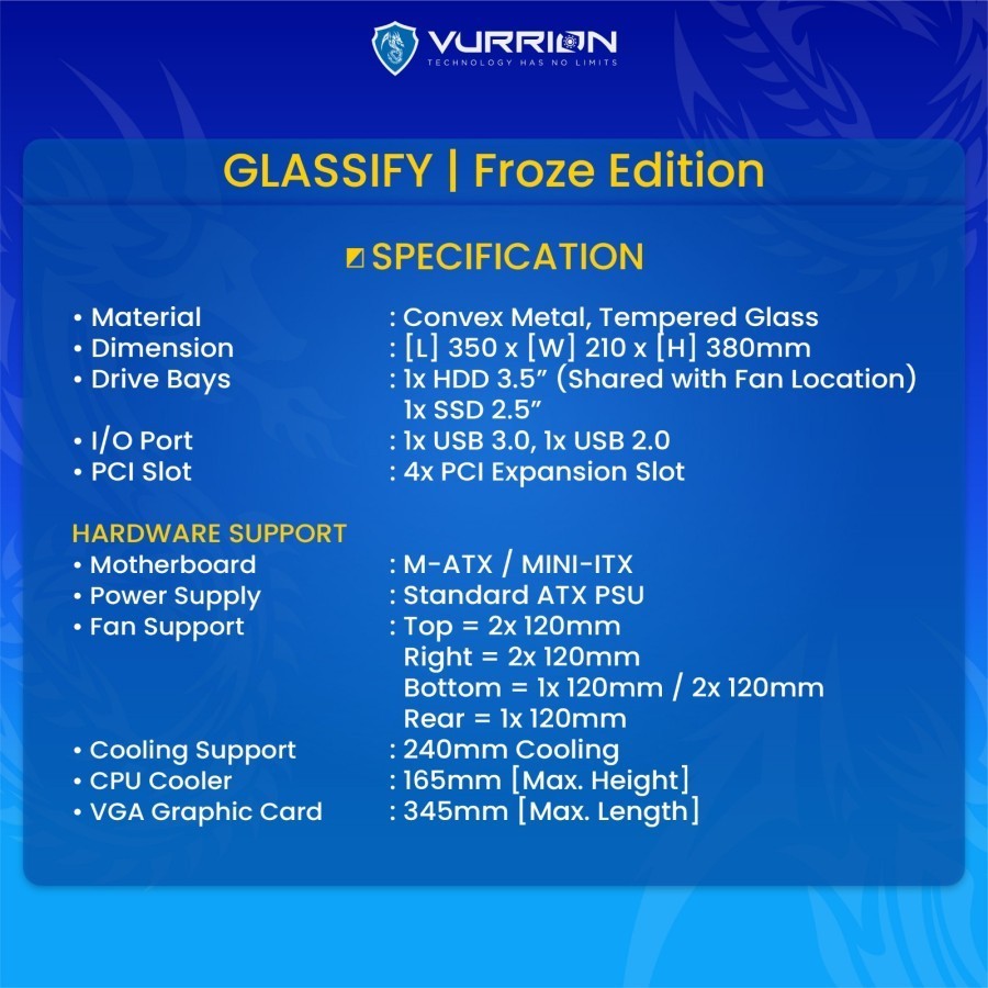 Jual Casing Pc Vurrion Glassify White (Free 3Fan) - Garansi Resmi ...