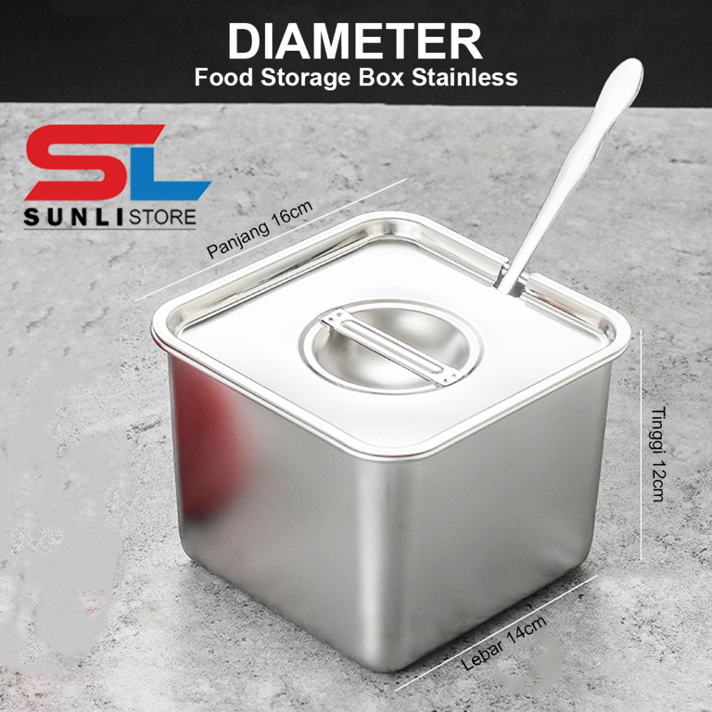Jual SUNLI - Food Storage Box Stainless Type 12cm/14cm/16cm/18cm ...