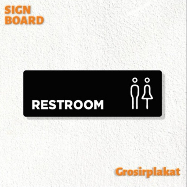 Jual Restroom Sign Board Acrylic Hitam Putih Print Uv Papan Signage Tempel Toilet Akrilik Hitam 2905