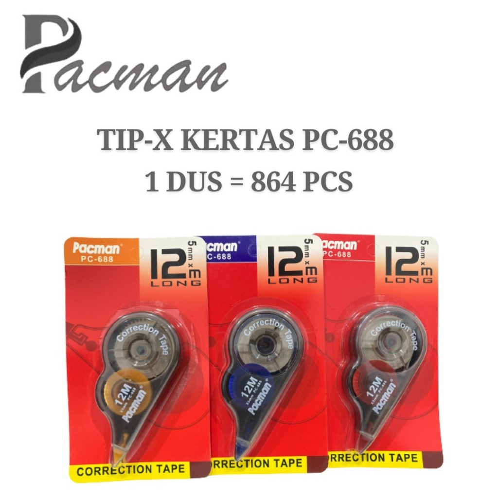 Jual TAPE TIPEX KERTAS PACMAN SC 688 / TIP EX | Shopee Indonesia