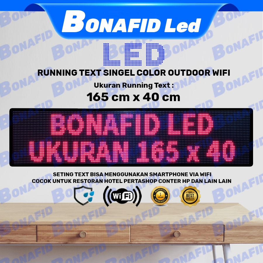 Jual LED Running Text Wifi 165cm x 40cm Outdoor | Shopee Indonesia