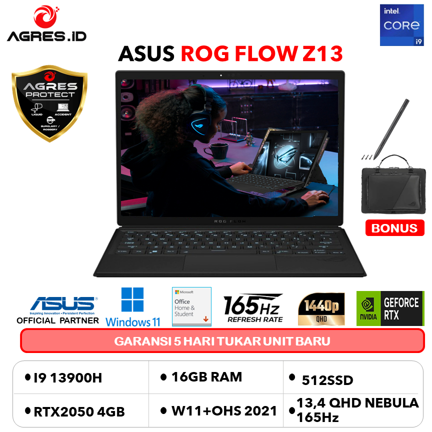 Jual ASUS ROG FLOW Z13 GZ301VF TOUCH I9 13900H RTX2050 4GB/ 16GB 512GB