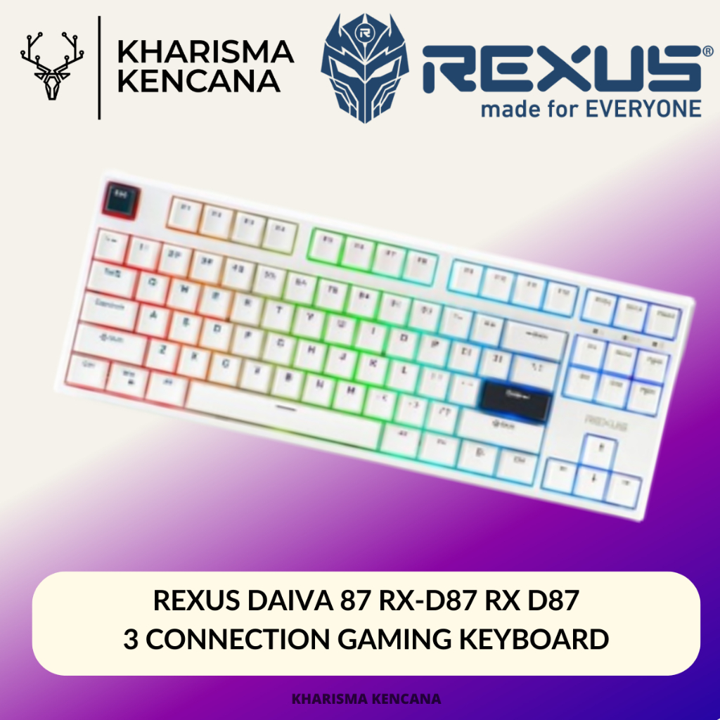 Jual REXUS DAIVA 87 RX-D87 RX D87 3 CONNECTION GAMING KEYBOARD | Shopee ...