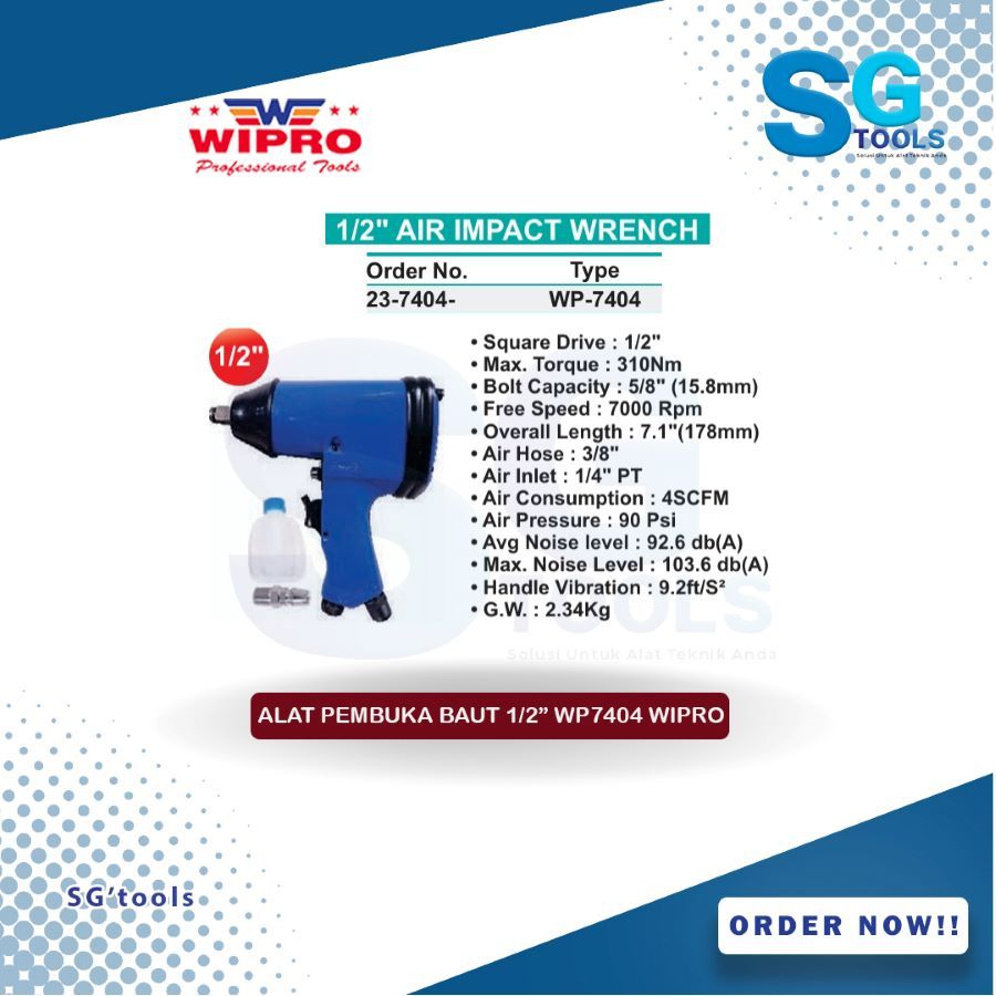 Jual Alat pembuka baut air impact wrench 1/2" WP7404 Wipro Shopee