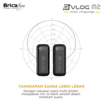 Brica B VLOG M2 Dual Wireless Microphone Clip On Mic Vlog With Charging Case BVLOG