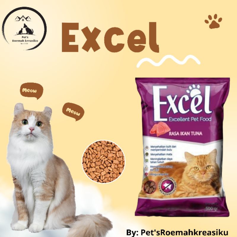 Jual excel makanan kucing 500gr#excel tuna | Shopee Indonesia