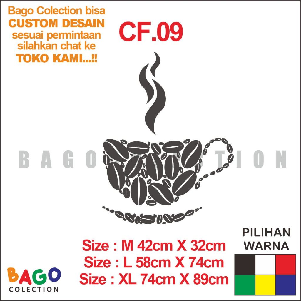 Jual Stiker Dinding Kopi Dekorasi Kafe Cup of Coffee Wall Decal Cafe ...