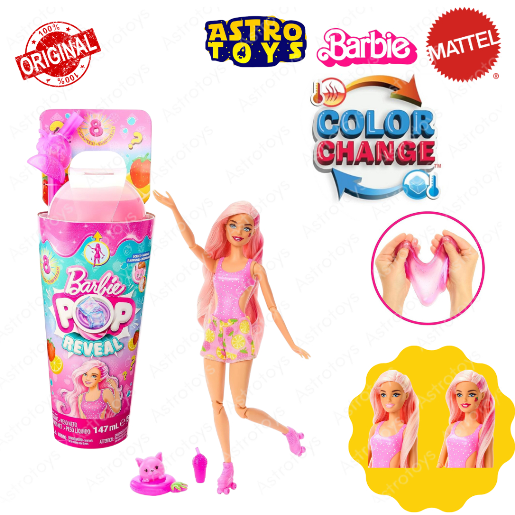 Jual Barbie Original Mattel Pop Reveal Color Change + Slime Doll Pink ...