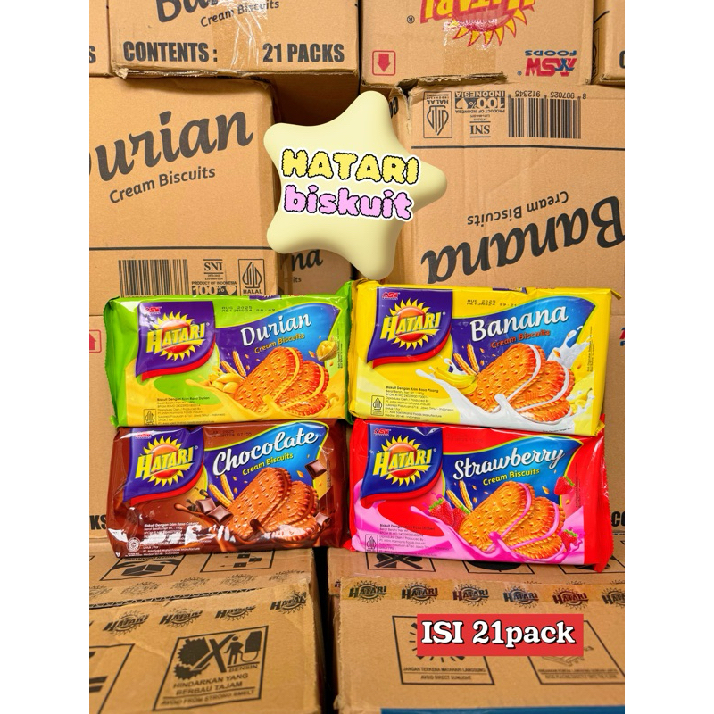 Jual Hatari Cream Biscuits Durian Coklat Banana Strawberry 200gr Shopee Indonesia