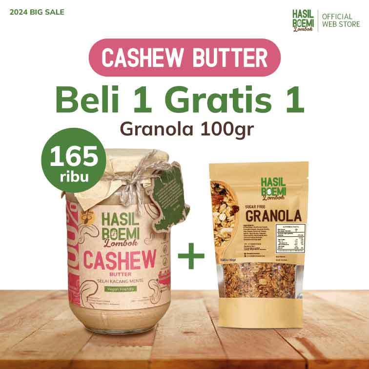 Jual CASHEW BUTTER / SELAI KACANG METE GRATIS GRANOLA 100gr Realfood Makanan Sehat Organik