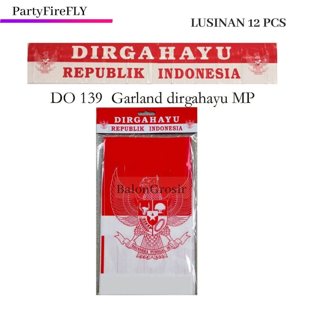 Hiasan 17 Agustus / Rumbai Garland Dirgahayu RI / HUT RI/Garland dirgahayu Rumbai Rawis Kemerdekaan 12 PCS