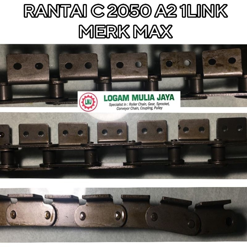 Jual DOUBLE PITCH RANTAI KUPINGAN ROLLER CHAIN C 2050 A2 1LINK MERK MAX ...