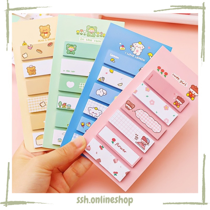 Jual STICKY NOTES MINI 6 IN 1 / MEMO STICKY NOTES KARAKTER & WARNA ...