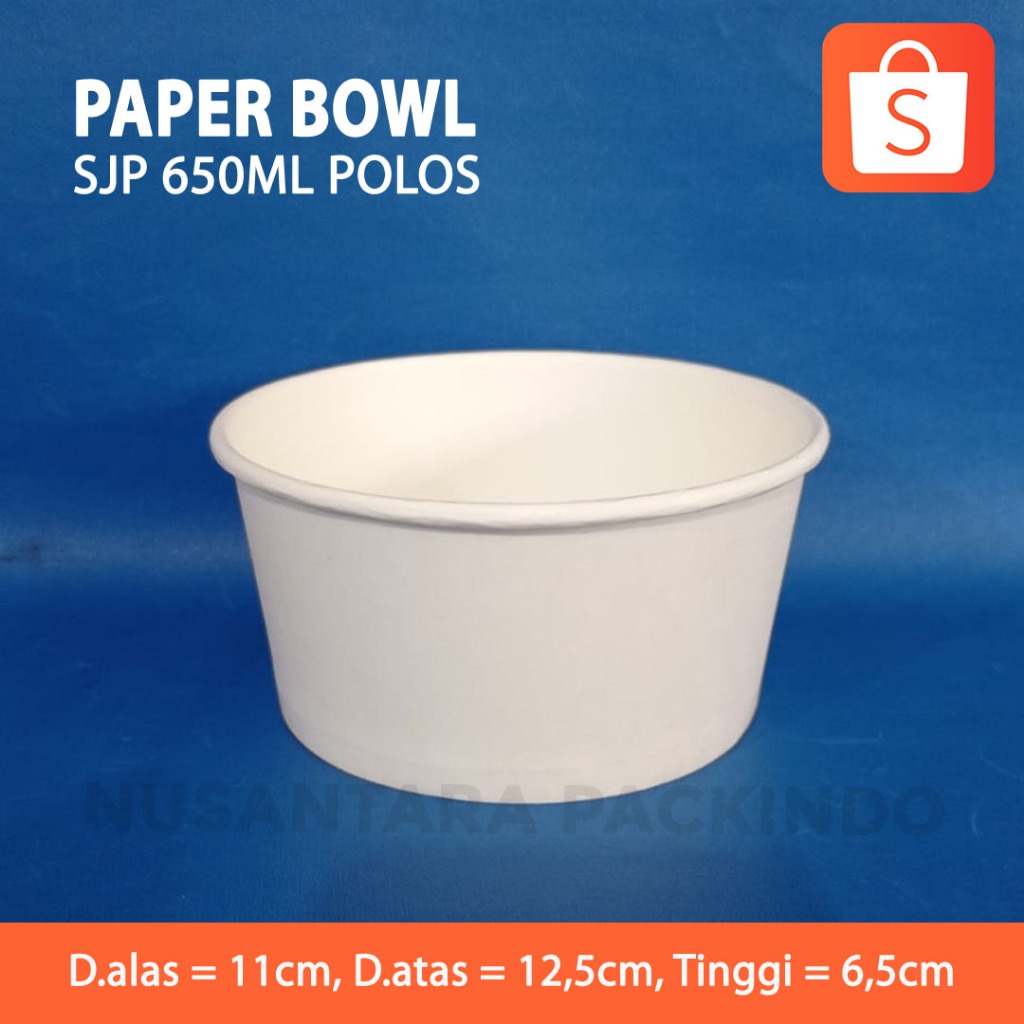 Jual Paper Bowl Sjp 650 Ml (25 Pcs) Putih | Shopee Indonesia