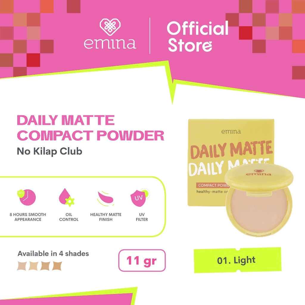 Jual Emina Daily Matte Compact Powder 11 g - Bedak Padat Matte Finish ...