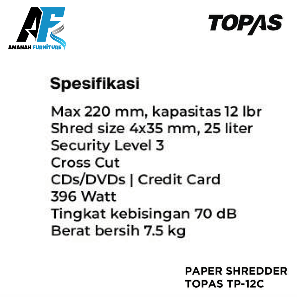 Jual Paper Shredder Mesin Penghancur Kertas Topas TP-12C Kapasitas 25 ...