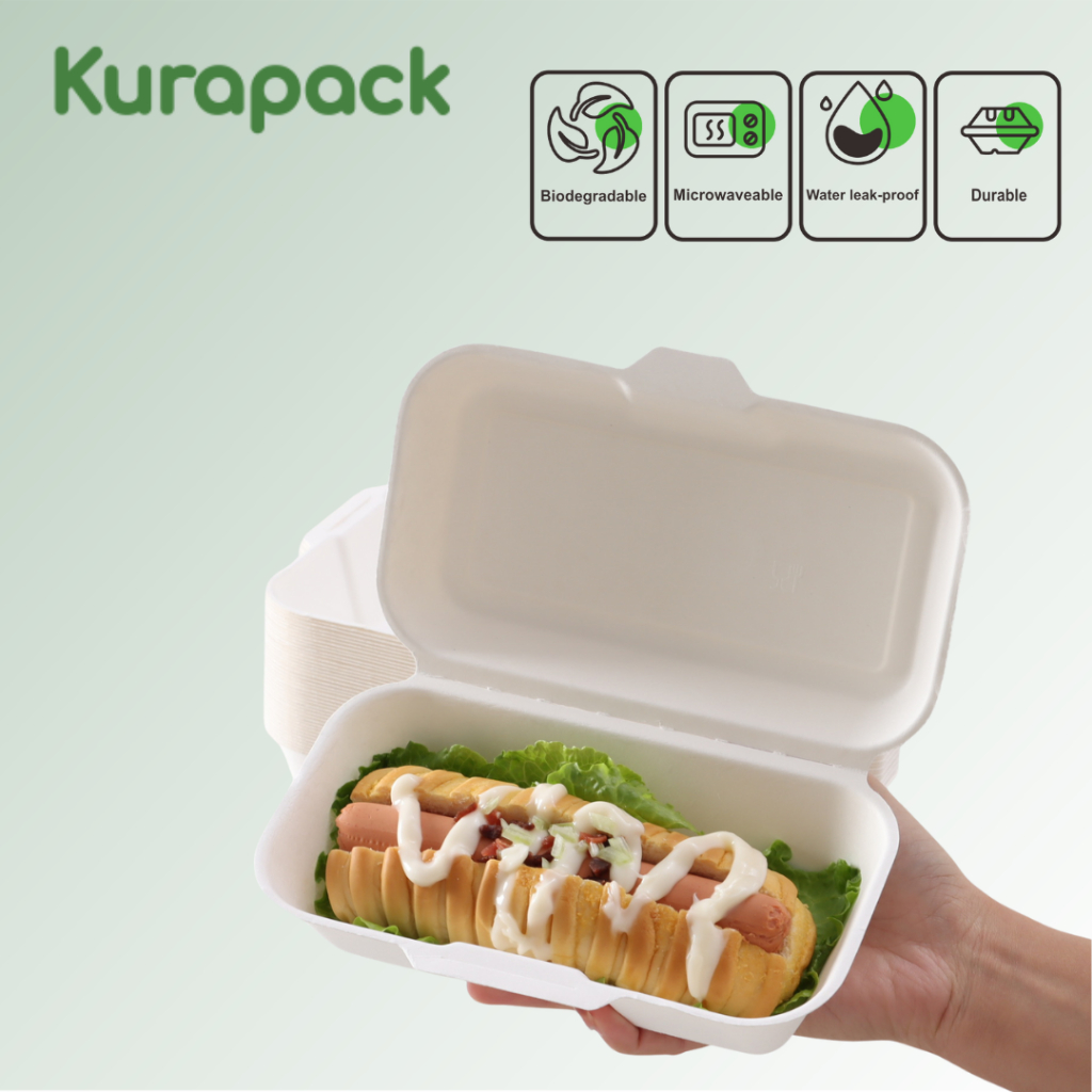 Jual Degradable Bagasse Sugarcane Lunchbox Clamshell Eco friendly ...