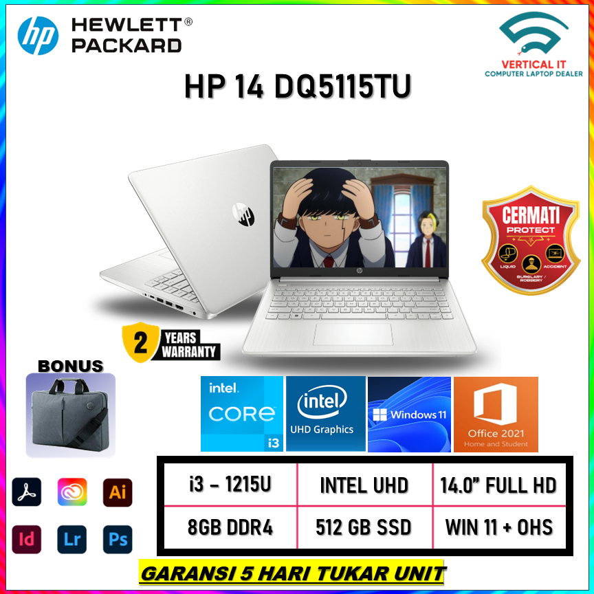 Jual Laptop HP 14 DQ5115TU Core i3 1215U Ram 8gb Ssd 512gb 14.0FHD ...