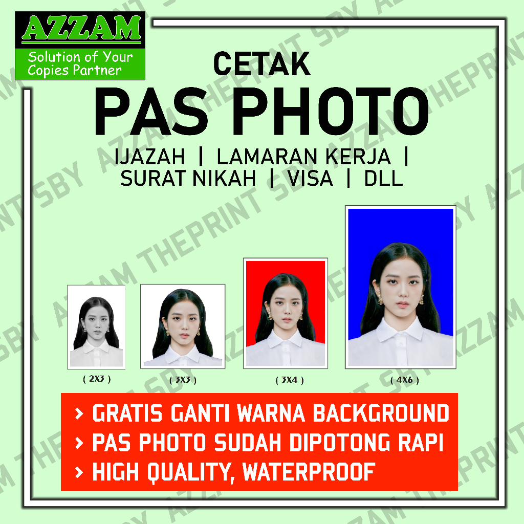 Jual Cetak Pas Photo Premium Quality 2x3 3x4 4x6 Print Pas Foto Ijazah