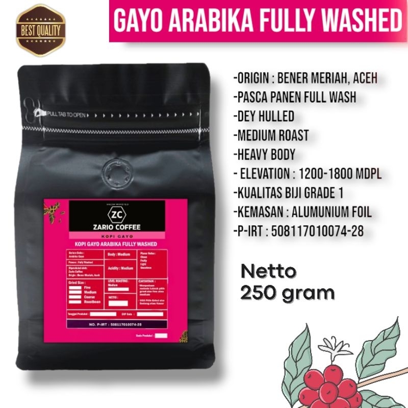Jual Kopi Gayo Arabika Full Wash 250 Gram Zario Coffe…