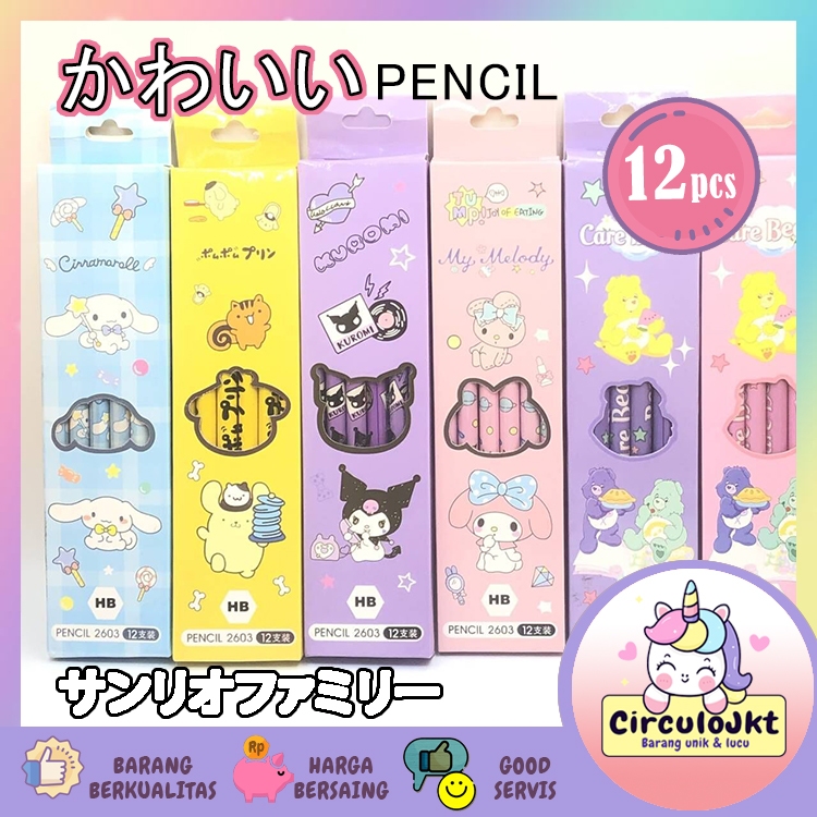 Jual PENSIL SERUT SANRIO HB 1BOX ISI 12 PCS/ALAT TULIS SEKOLAH SET ...