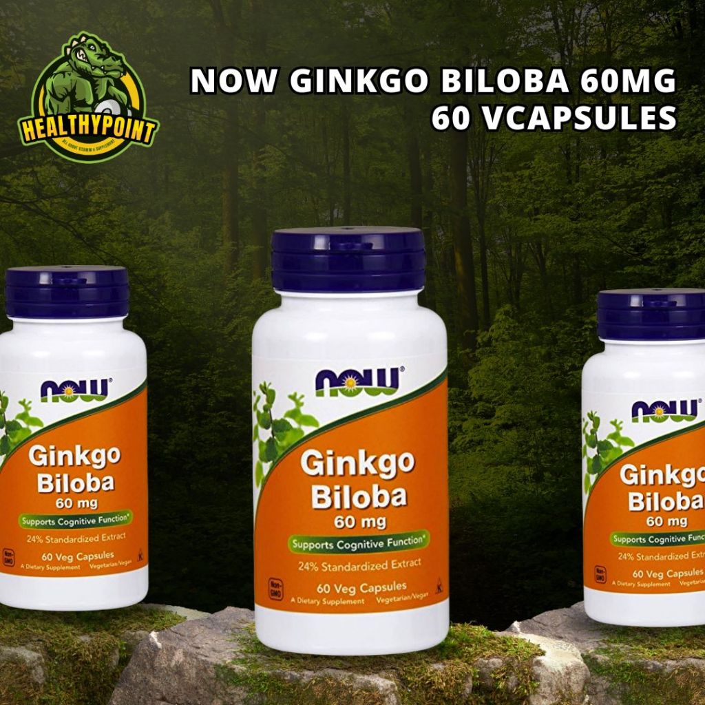 Ginkgo Biloba 60mg - 60 Gélules Végétales - NOW Foods - Complément Alimentaire