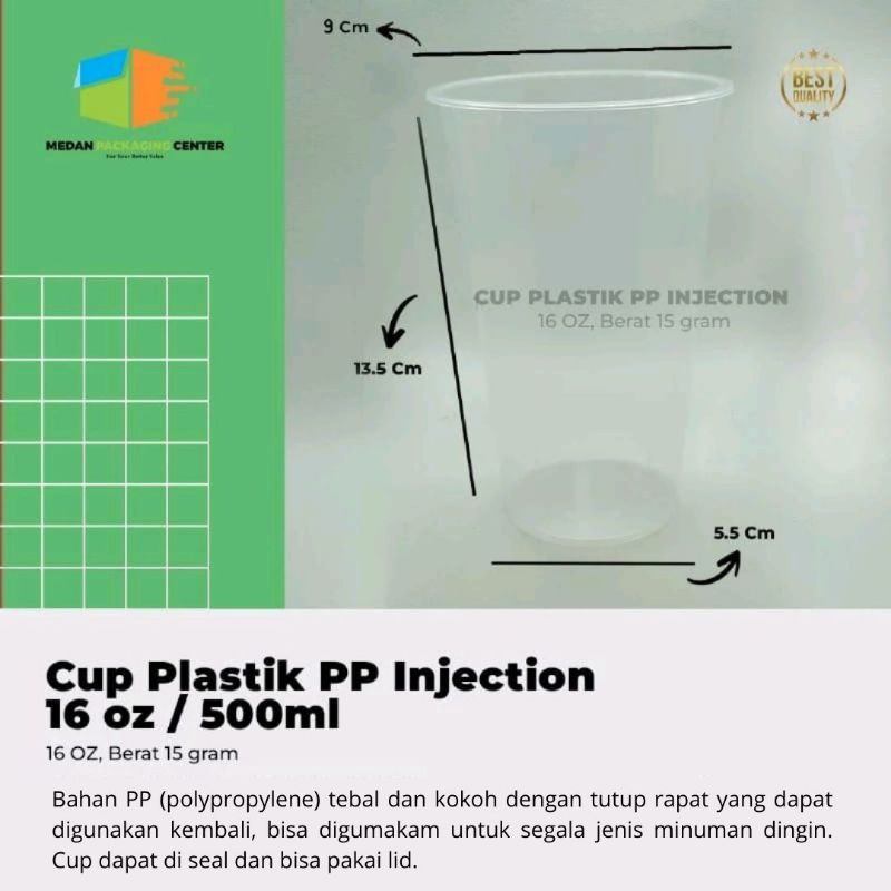 Jual Cup PP Injection flat 500ml ( 16oz ) | Shopee Indonesia